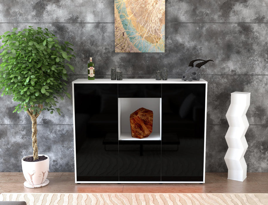 Highboard Peppina, Schwarz Front (136x108x35cm) - Dekati GmbH