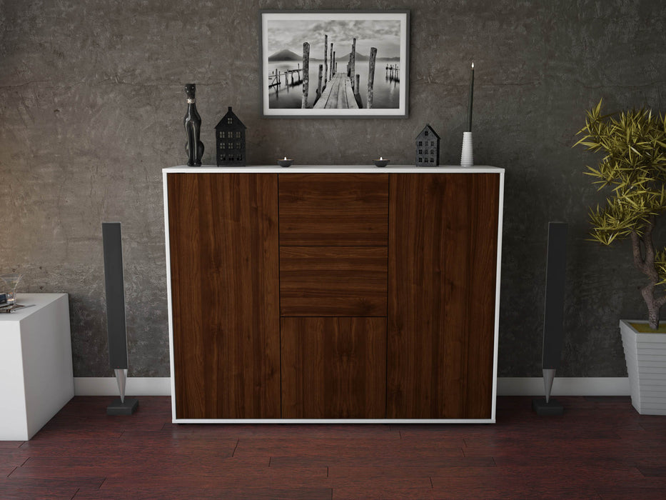 Highboard Polina, Walnuss Front (136x108x35cm) - Dekati GmbH