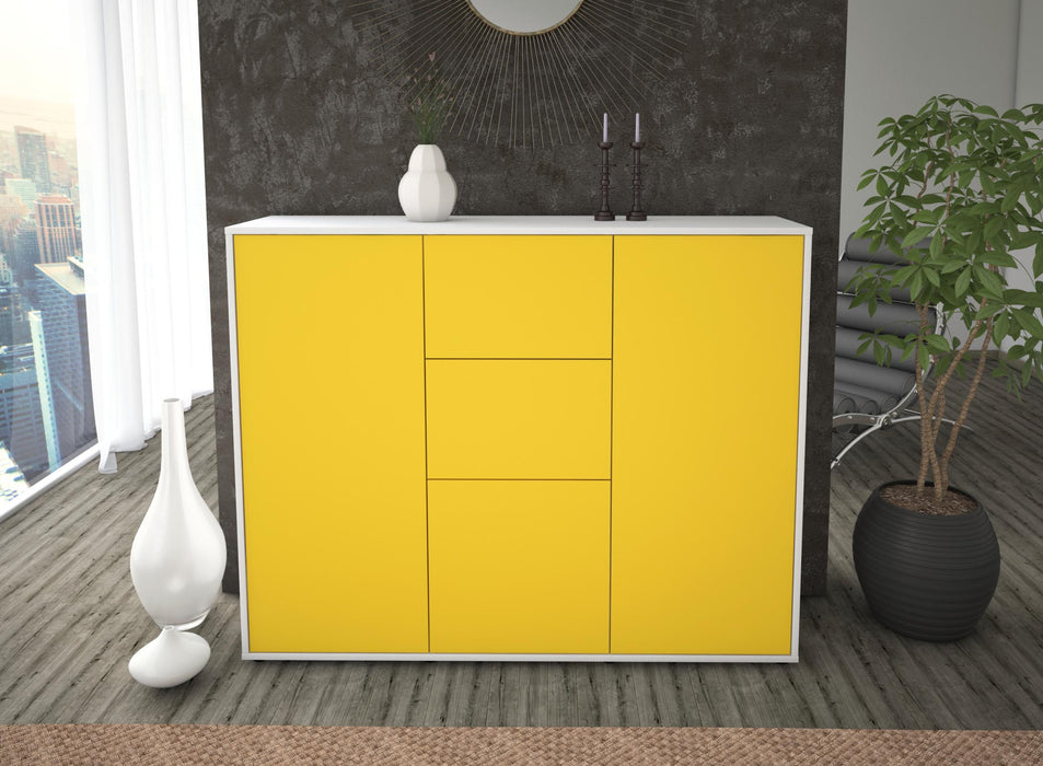 Highboard Polina, Gelb Front (136x108x35cm) - Dekati GmbH