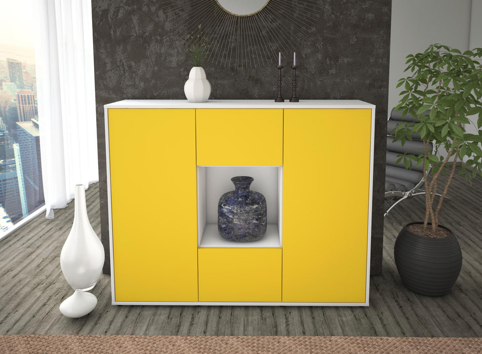 Highboard Priscilla, Gelb Front (136x108x35cm) - Dekati GmbH