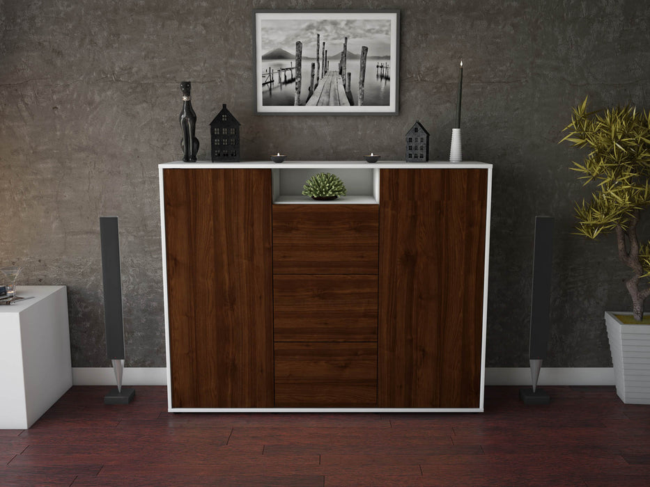 Highboard Quartilla, Walnuss Front (136x108x35cm) - Dekati GmbH