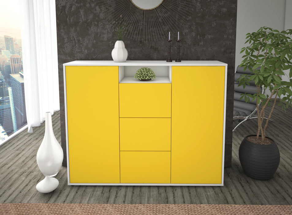 Highboard Quartilla, Gelb Front (136x108x35cm) - Dekati GmbH