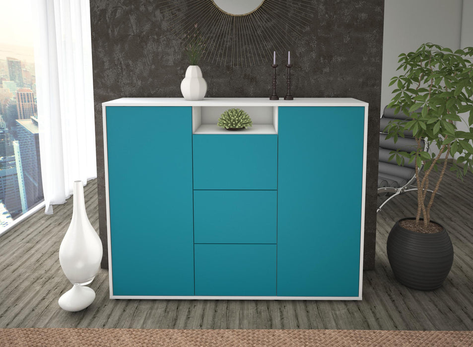 Highboard Quartilla, Türkis Front (136x108x35cm) - Dekati GmbH