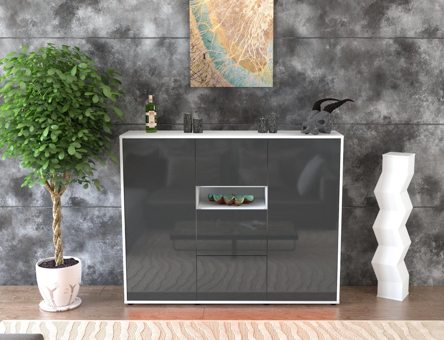 Highboard Quinta, Grau Front (136x108x35cm) - Dekati GmbH