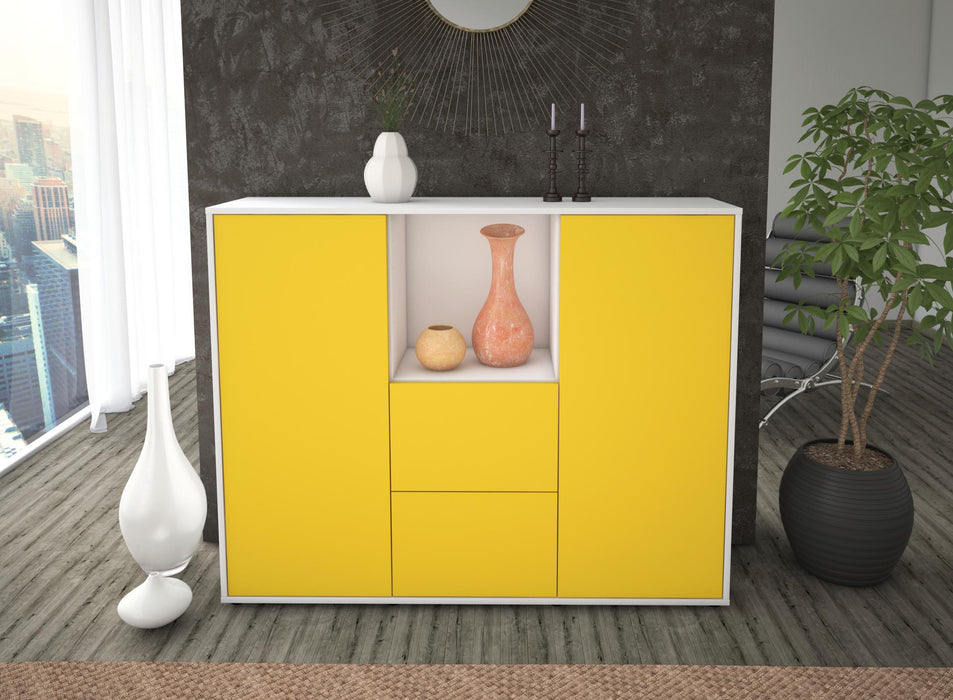 Highboard Rabea, Gelb Front (136x108x35cm) - Dekati GmbH