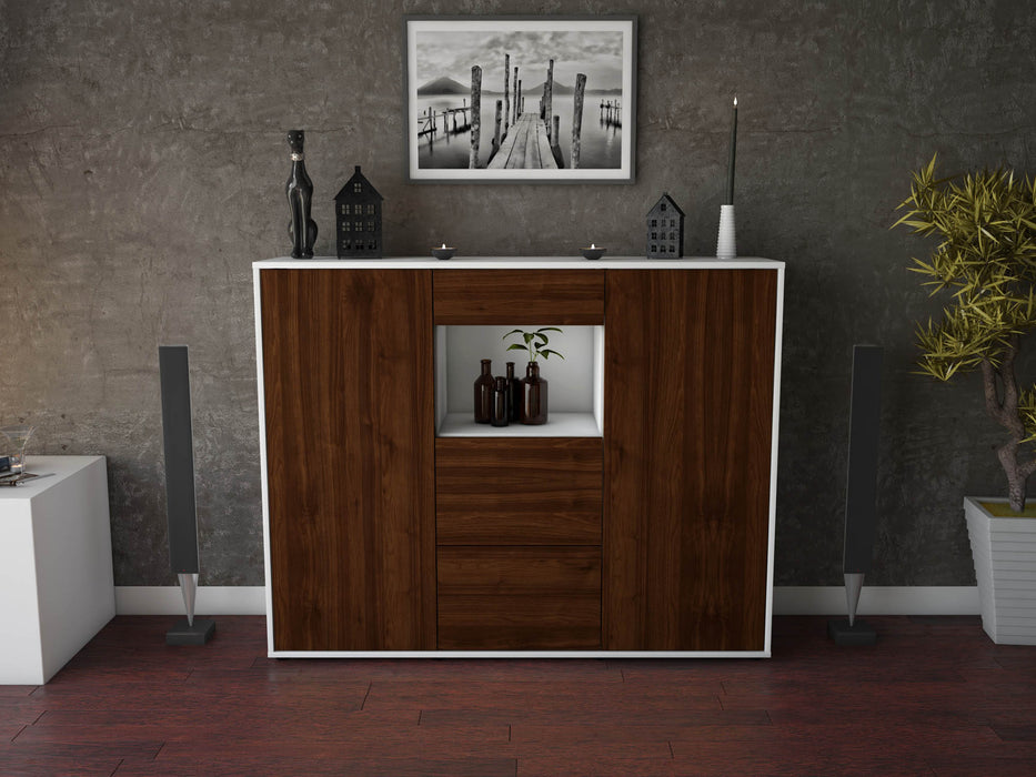 Highboard Rachelle, Walnuss Front (136x108x35cm) - Dekati GmbH