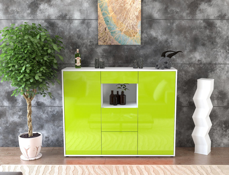 Highboard Rachelle, Grün Front (136x108x35cm) - Dekati GmbH