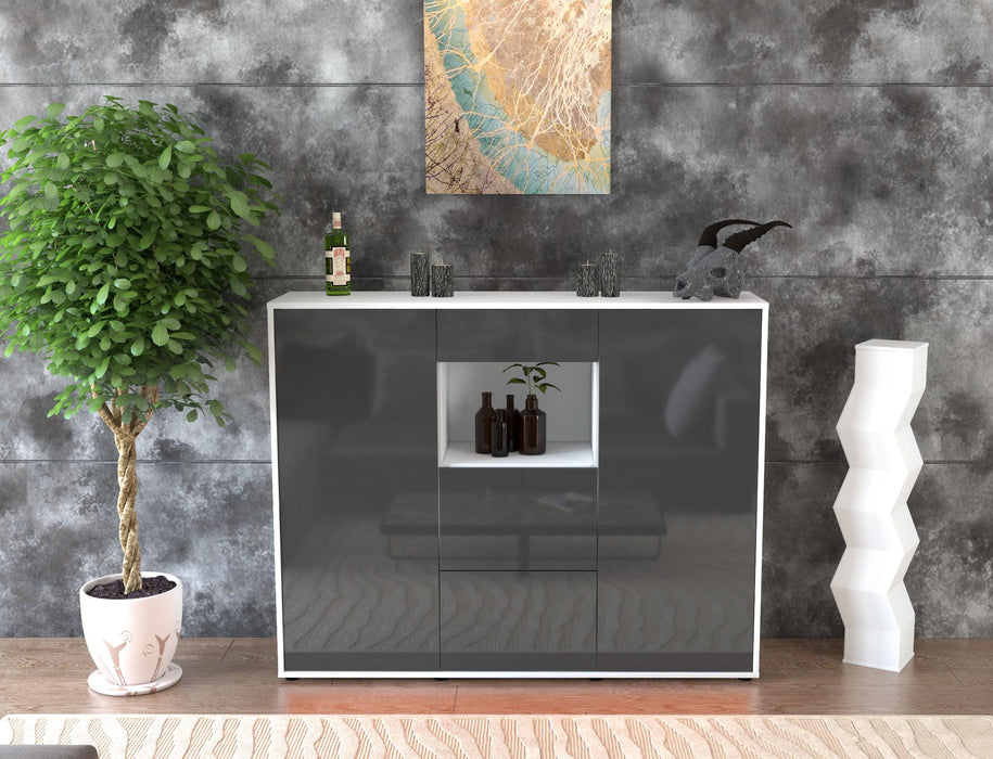 Highboard Rachelle, Grau Front (136x108x35cm) - Dekati GmbH