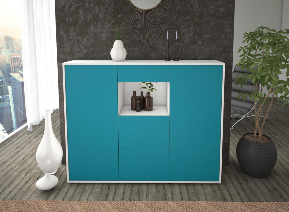 Highboard Rachelle, Türkis Front (136x108x35cm) - Dekati GmbH