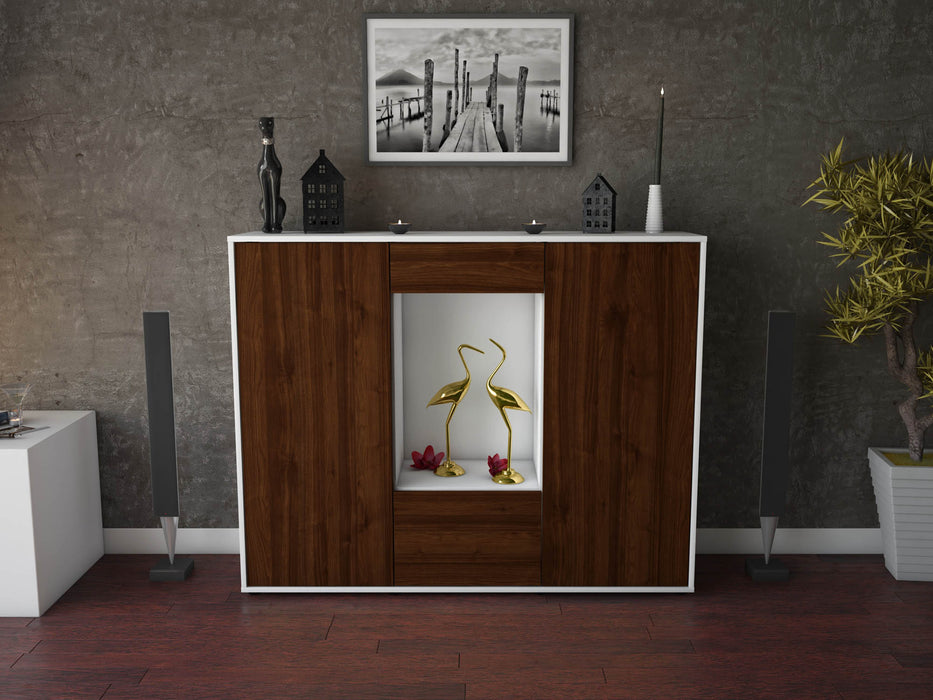 Highboard Raffaela, Walnuss Front (136x108x35cm) - Dekati GmbH