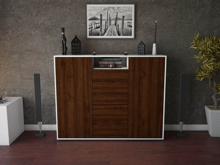 Highboard Ravena, Walnuss Front (136x108x35cm) - Dekati GmbH