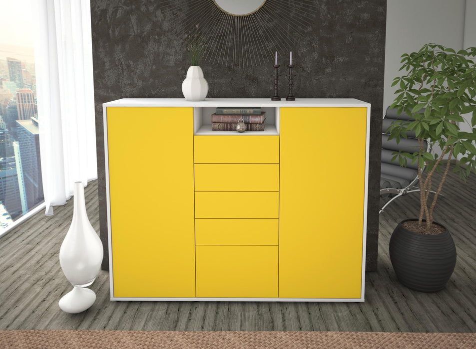 Highboard Ravena, Gelb Front (136x108x35cm) - Dekati GmbH