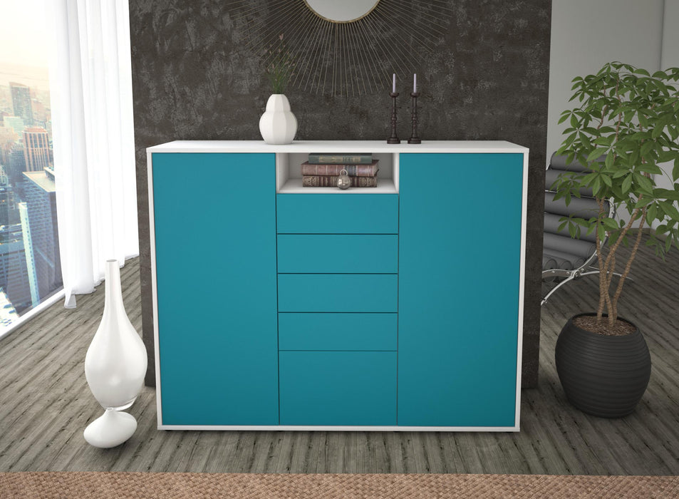 Highboard Ravena, Türkis Front (136x108x35cm) - Dekati GmbH