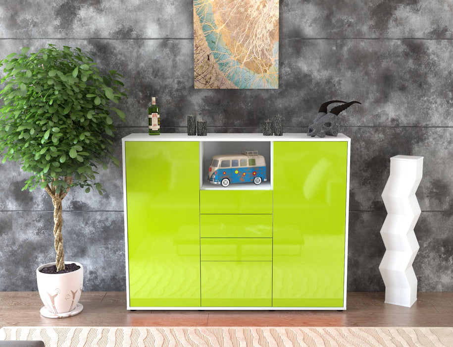 Highboard Rebecca, Grün Front (136x108x35cm) - Dekati GmbH