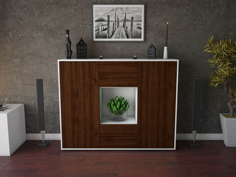 Highboard Rella, Walnuss Front (136x108x35cm) - Dekati GmbH