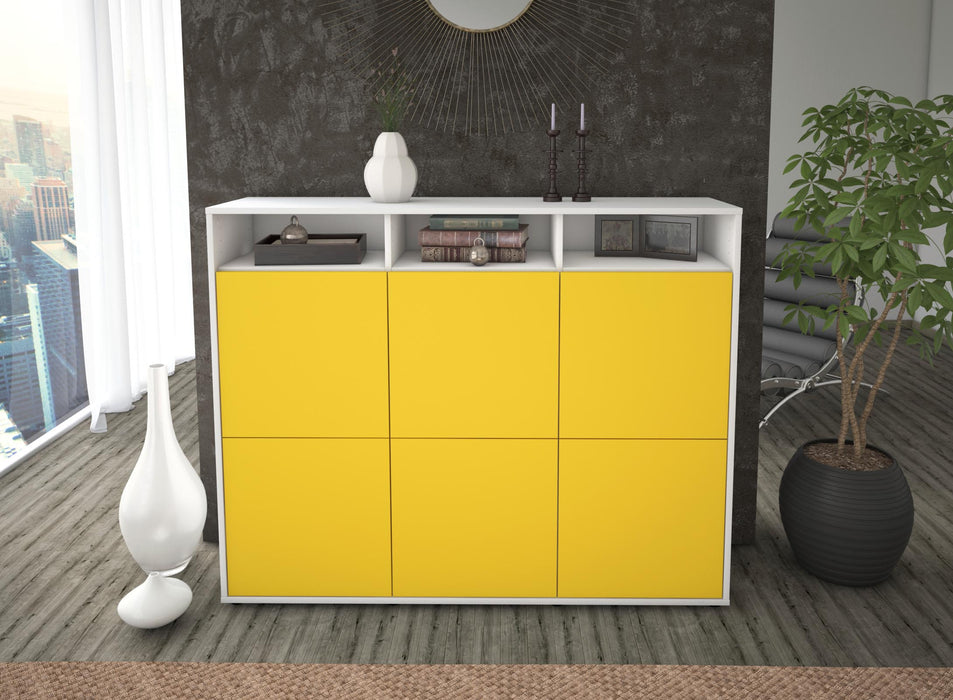 Highboard Sara, Gelb Front (136x108x35cm) - Dekati GmbH