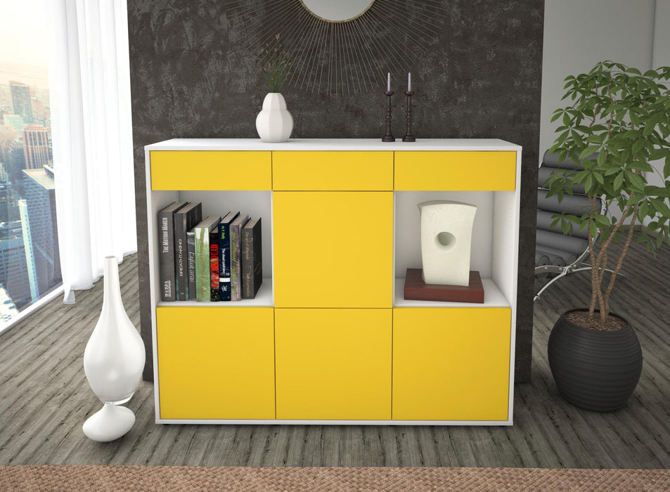 Highboard Selena, Gelb Front (136x108x35cm) - Dekati GmbH