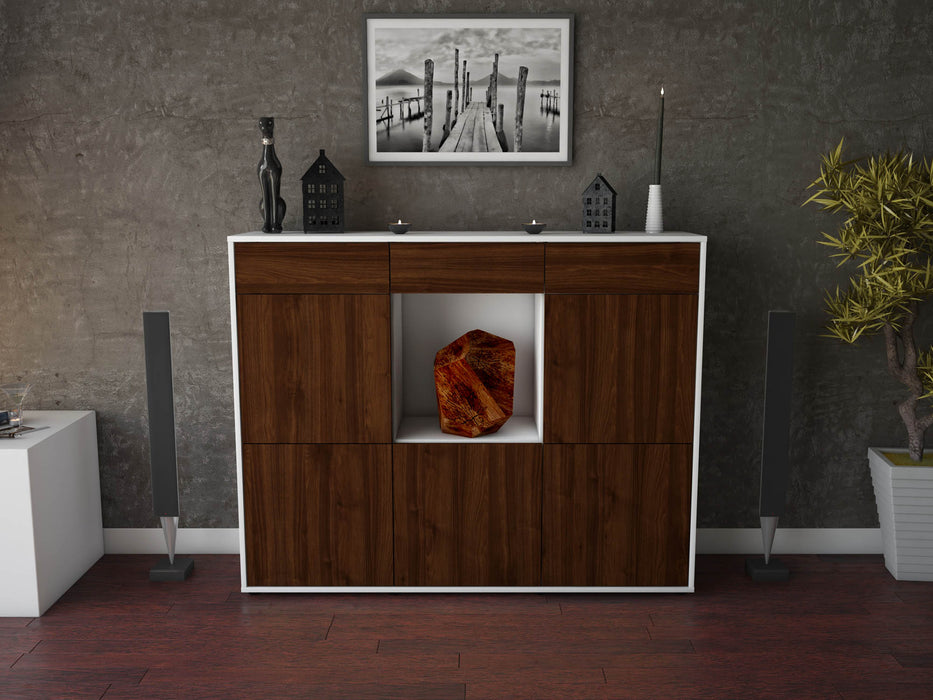 Highboard Serafina, Walnuss Front (136x108x35cm) - Dekati GmbH