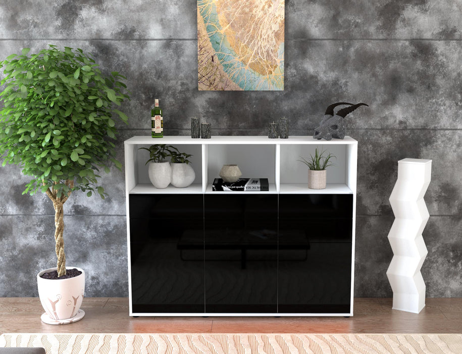 Highboard Serenella, Schwarz Front (136x108x35cm) - Dekati GmbH