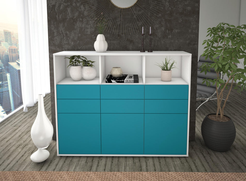 Highboard Serenella, Türkis Front (136x108x35cm) - Dekati GmbH