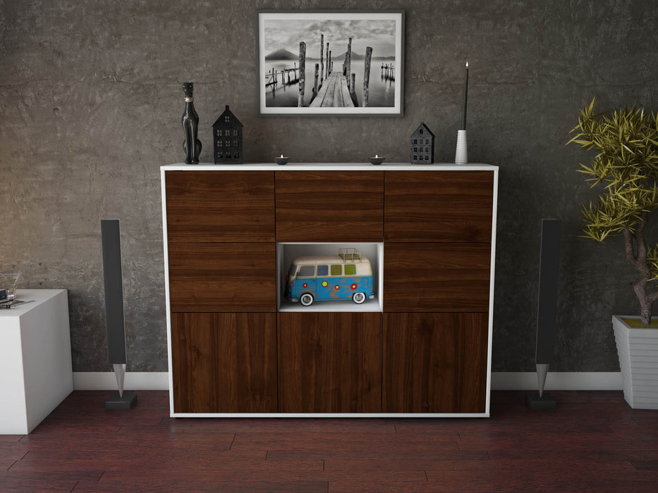 Highboard Silvia, Walnuss Front (136x108x35cm) - Dekati GmbH