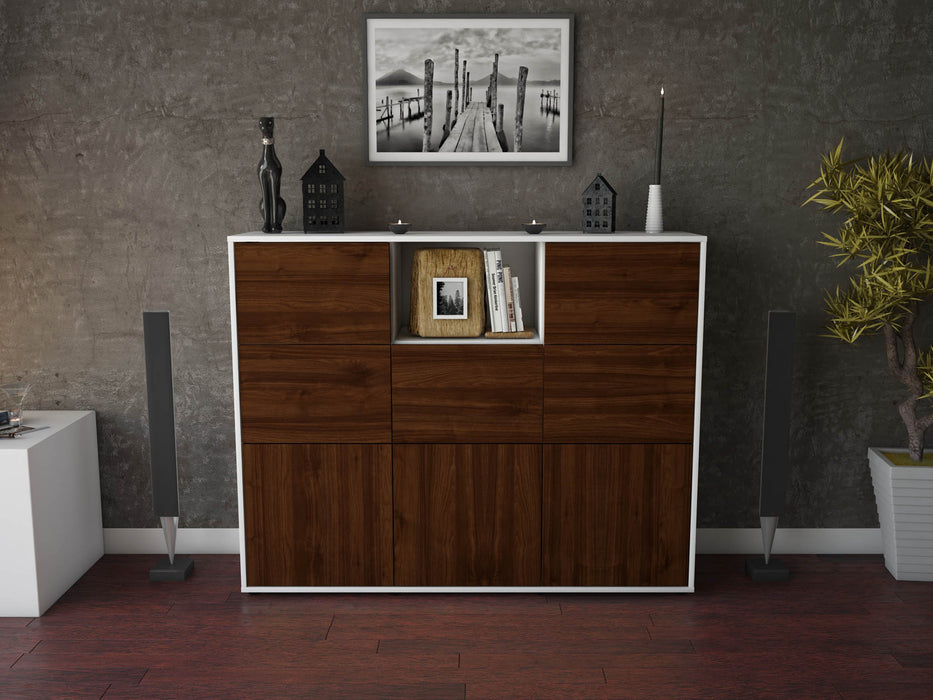 Highboard Simona, Walnuss Front (136x108x35cm) - Dekati GmbH