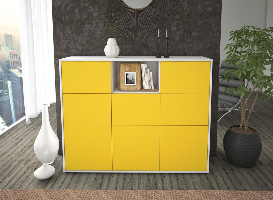 Highboard Simona, Gelb Front (136x108x35cm) - Dekati GmbH