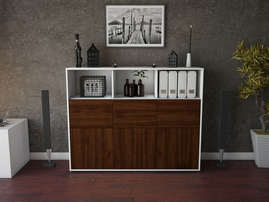 Highboard Sina, Walnuss Front (136x108x35cm) - Dekati GmbH