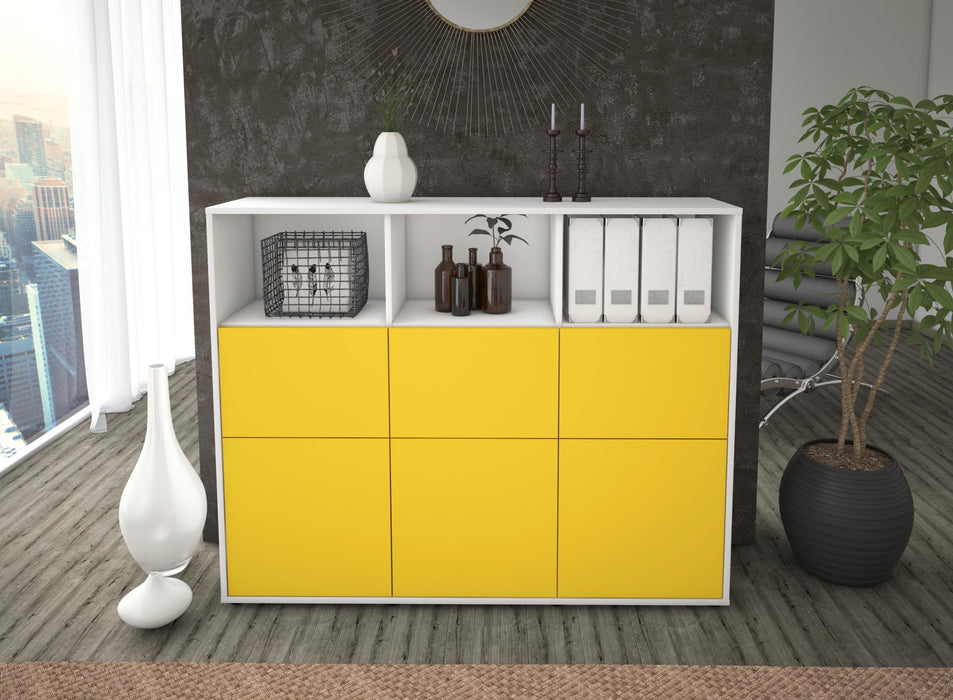 Highboard Sina, Gelb Front (136x108x35cm) - Dekati GmbH