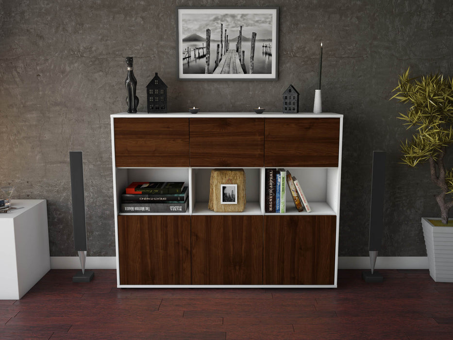 Highboard Sira, Walnuss Front (136x108x35cm) - Dekati GmbH