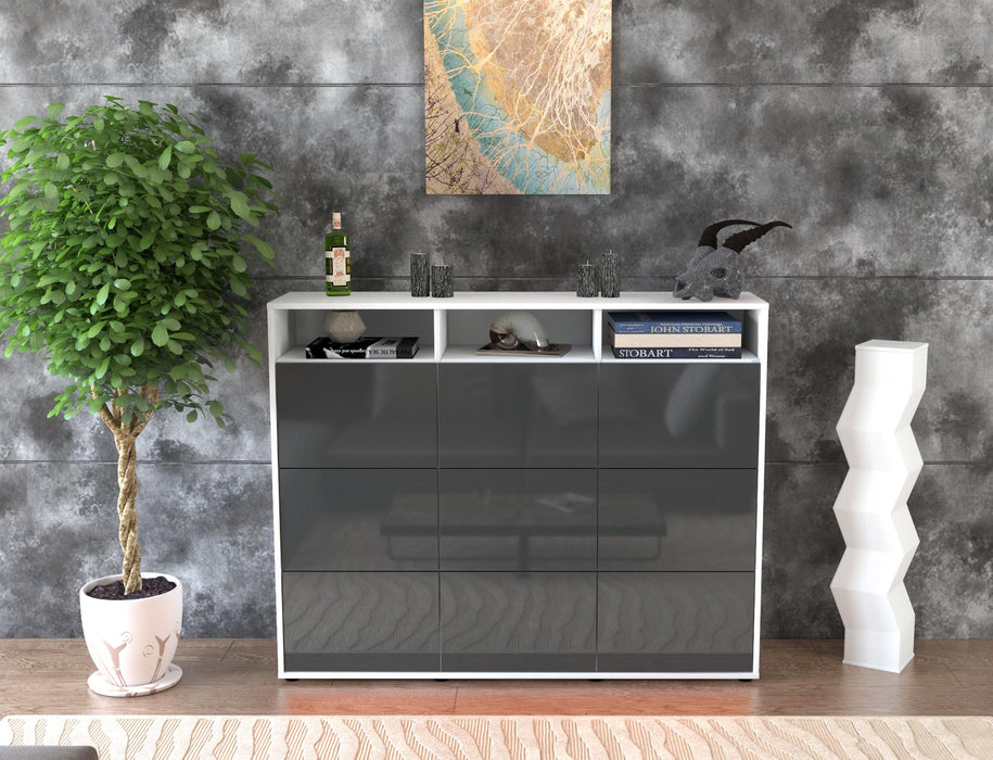 Highboard Sofia, Grau Front (136x108x35cm) - Dekati GmbH