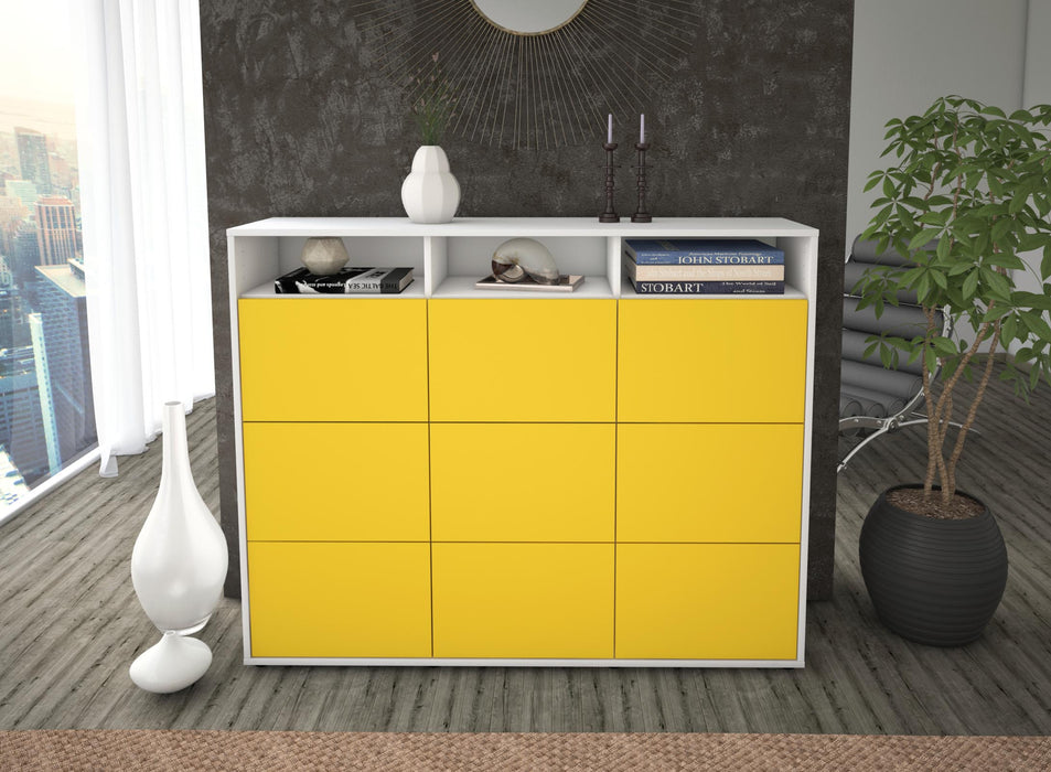 Highboard Sofia, Gelb Front (136x108x35cm) - Dekati GmbH