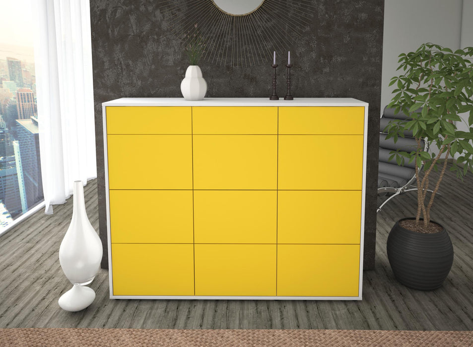 Highboard Stefanie, Gelb Front (136x108x35cm) - Dekati GmbH