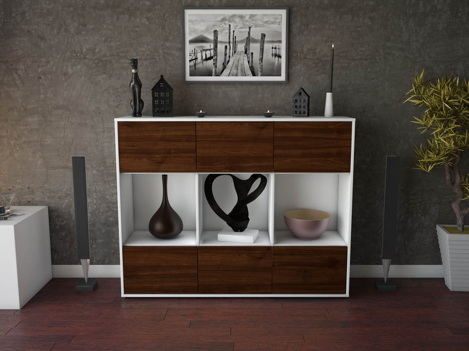 Highboard Suna, Walnuss Front (136x108x35cm) - Dekati GmbH