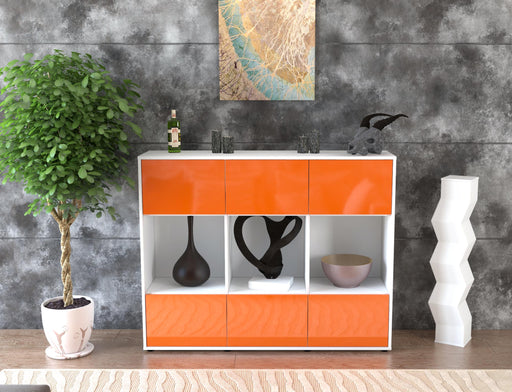 Highboard Suna, Orange Front (136x108x35cm) - Dekati GmbH