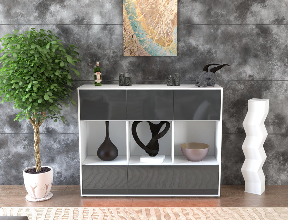 Highboard Suna, Grau Front (136x108x35cm) - Dekati GmbH