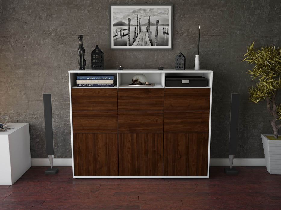 Highboard Tatiana, Walnuss Front (136x108x35cm) - Dekati GmbH