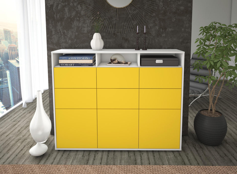 Highboard Tatiana, Gelb Front (136x108x35cm) - Dekati GmbH