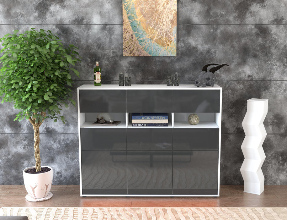 Highboard Teresa, Grau Front (136x108x35cm) - Dekati GmbH