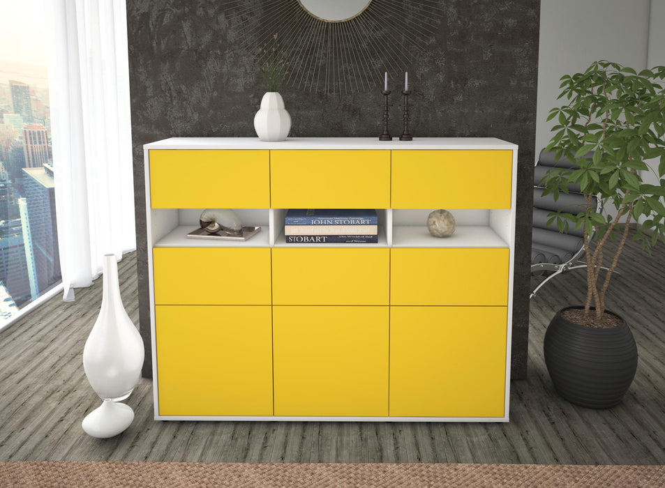 Highboard Teresa, Gelb Front (136x108x35cm) - Dekati GmbH