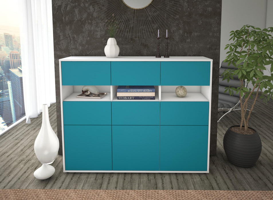 Highboard Teresa, Türkis Front (136x108x35cm) - Dekati GmbH