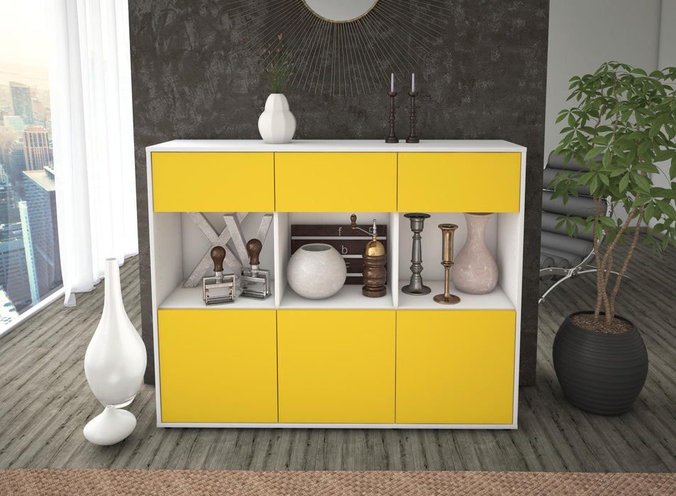 Highboard Tessa, Gelb Front (136x108x35cm) - Dekati GmbH