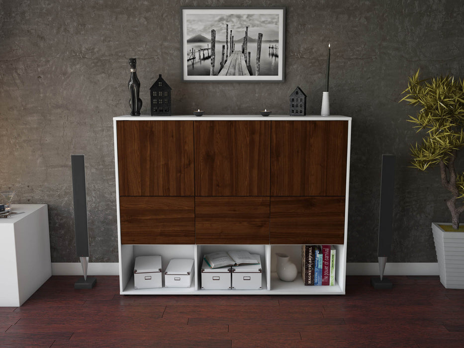 Highboard Zaccaria, Walnuss Front (136x108x35cm) - Dekati GmbH