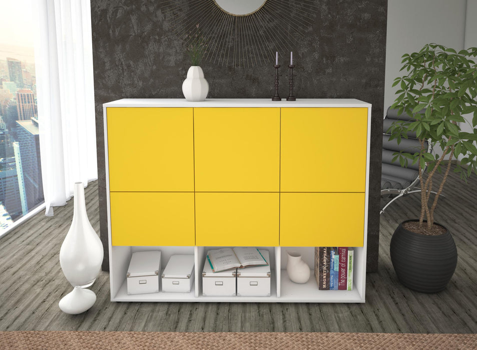 Highboard Zaccaria, Gelb Front (136x108x35cm) - Dekati GmbH