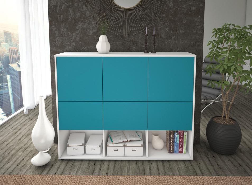 Highboard Zaccaria, Türkis Front (136x108x35cm) - Dekati GmbH