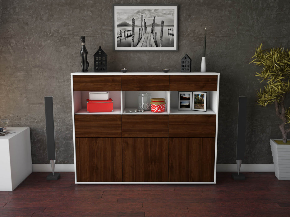 Highboard Tina, Walnuss Front (136x108x35cm) - Dekati GmbH