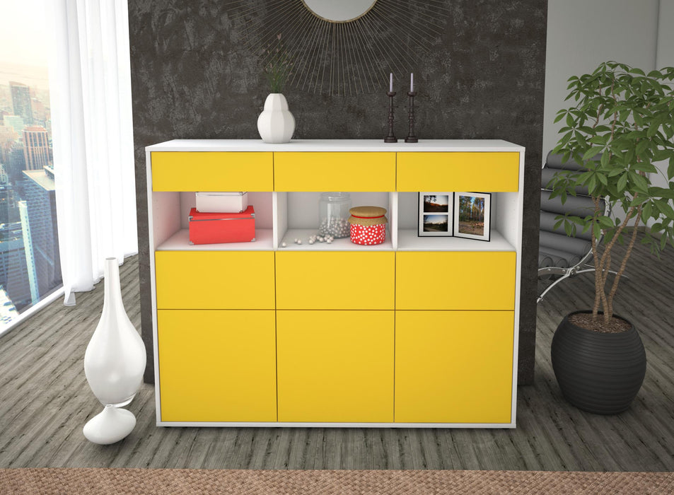 Highboard Tina, Gelb Front (136x108x35cm) - Dekati GmbH