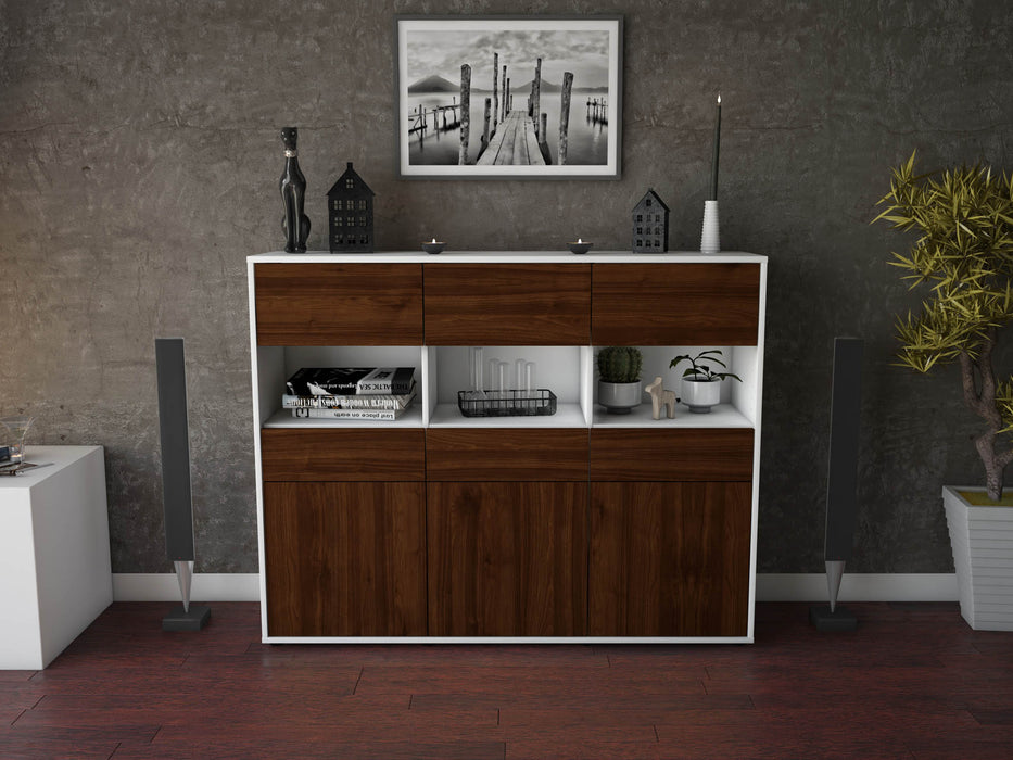 Highboard Tizia, Walnuss Front (136x108x35cm) - Dekati GmbH