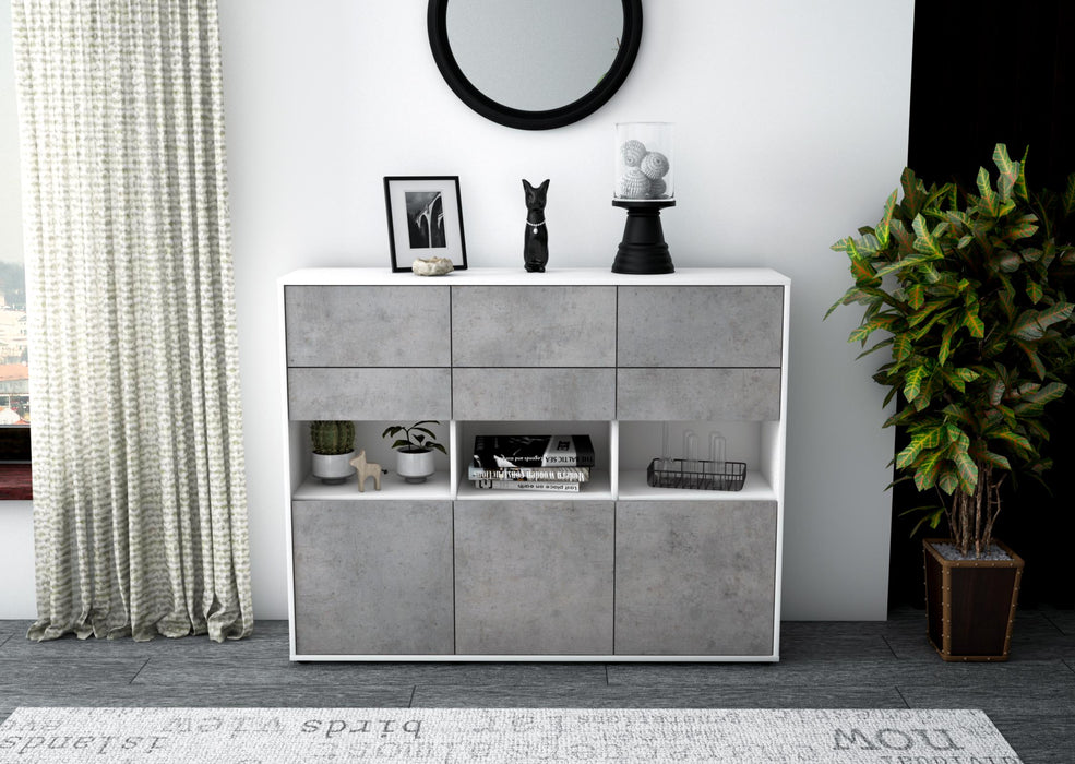 Highboard Tiziana, Beton Front (136x108x35cm) - Dekati GmbH