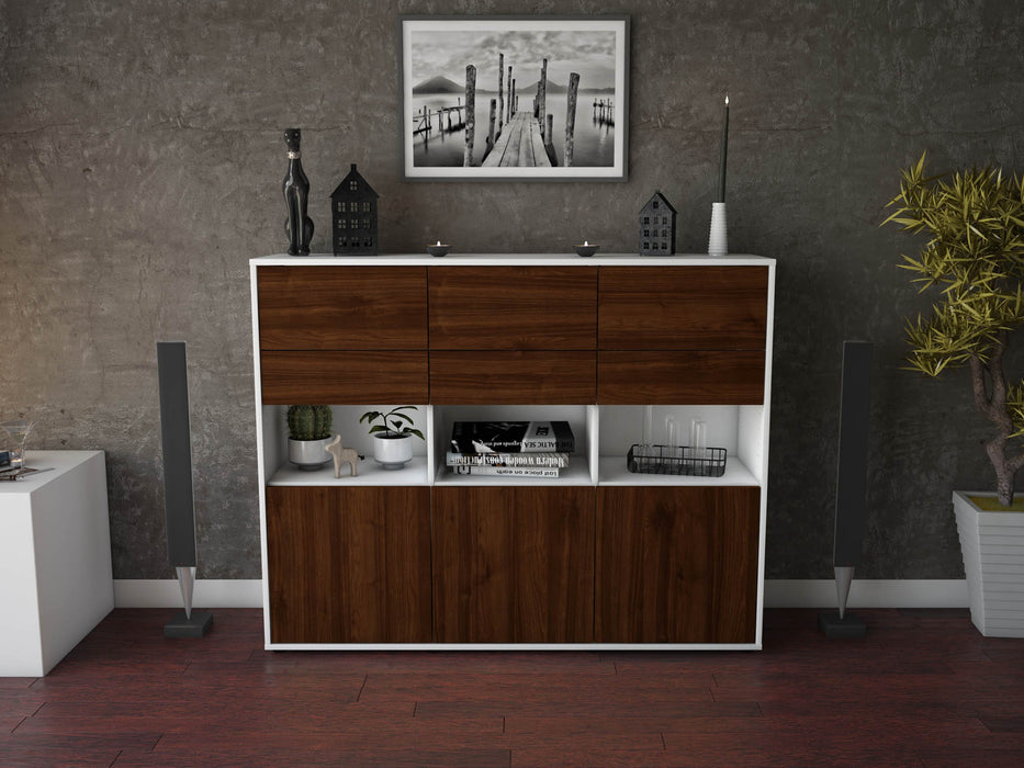 Highboard Tiziana, Walnuss Front (136x108x35cm) - Dekati GmbH